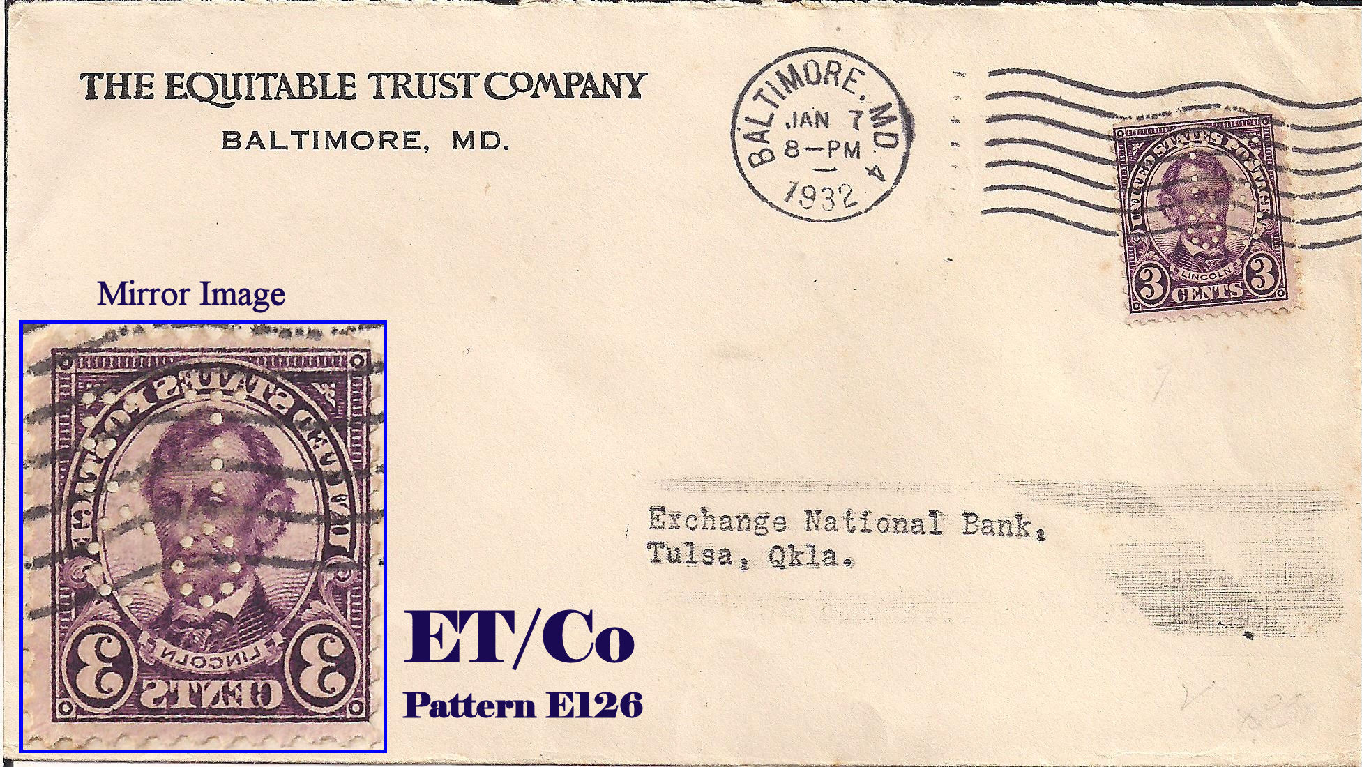 U.S. Perfin Covers: &quot;E&quot; Patterns
