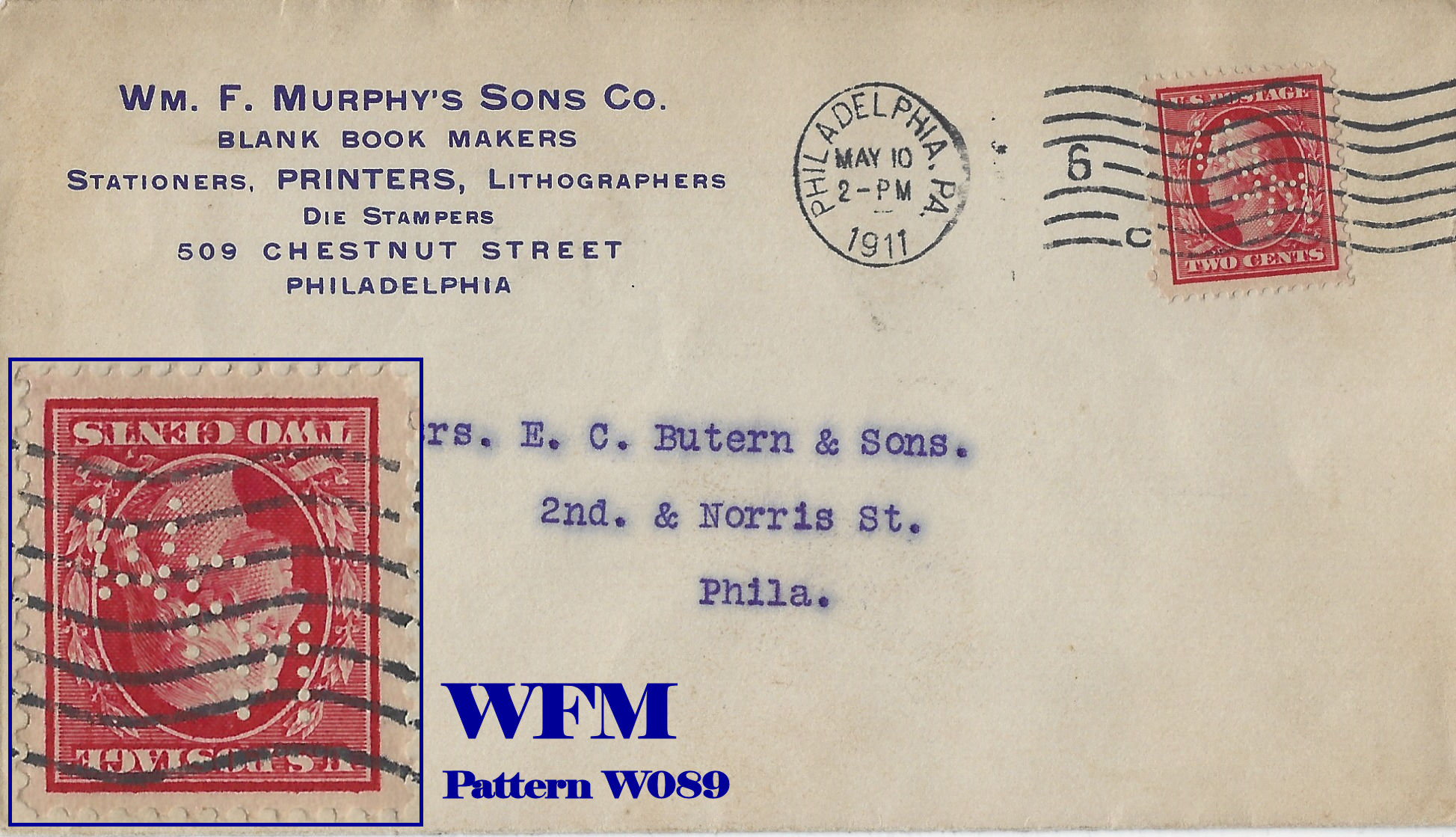 WESTERN UNION TELEGRAPH Co, JACKSONVILLE, FL 1928 Postal Cover w/ perfin  stamp